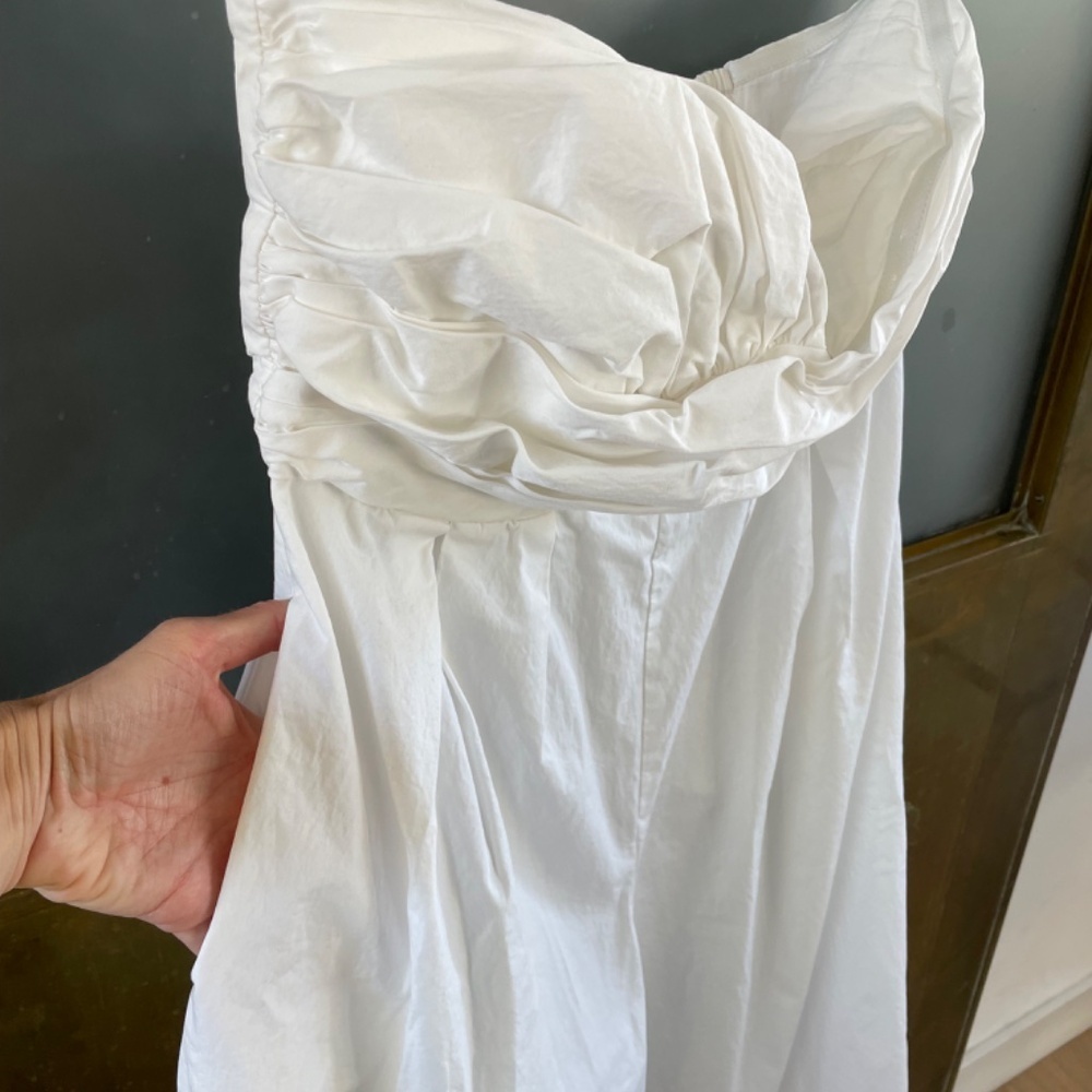Showpo White Wid Leg Strapless Jumpsuit 100% Cotton Large with Pockets sleek - Picture 9 of 10